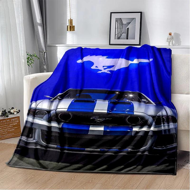 3D Mustang Racing Car Sign GTR Soft Plush Blanket,Flannel Blanket Throw Blanket for Living Room Bedroom Bed Sofa Cover Gift