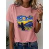 Cute Cat 3d Print T-Shirt Animal Casual Short-sleeved Round Neck T-shirt Women's Clothing Fashion Casual Oversized Tops Tees Female