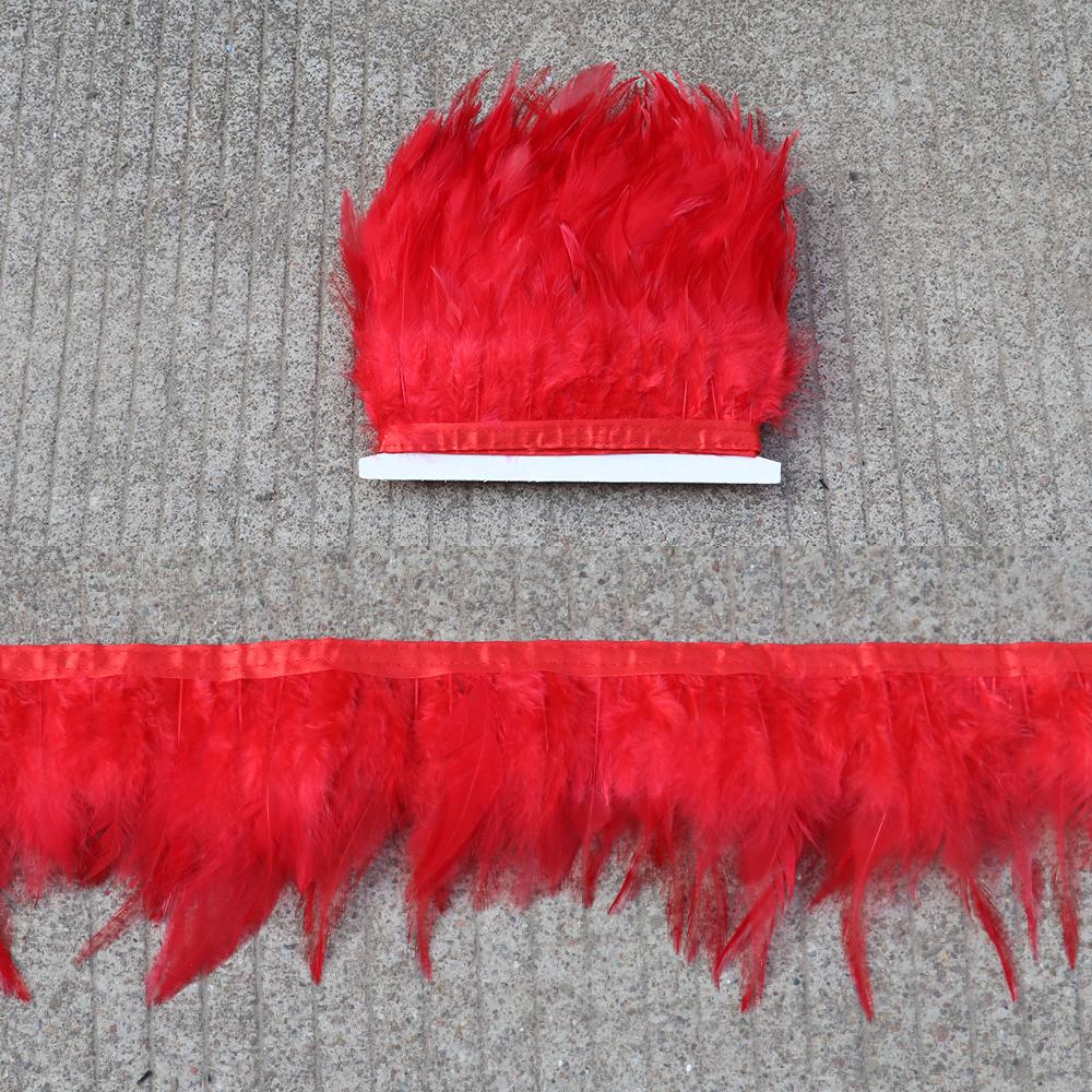 Feather5 10Meters Rooster Feather Trim 8-13CM Colored Chicken Feathers Ribbon 3-5" Saddle Pheasant Feathers Trim Fringe