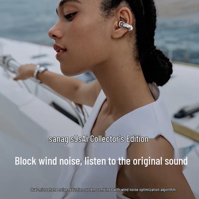 Saina S9S AI Открытые наушники-клипсы для ушей с костной проводимостью Bluetooth