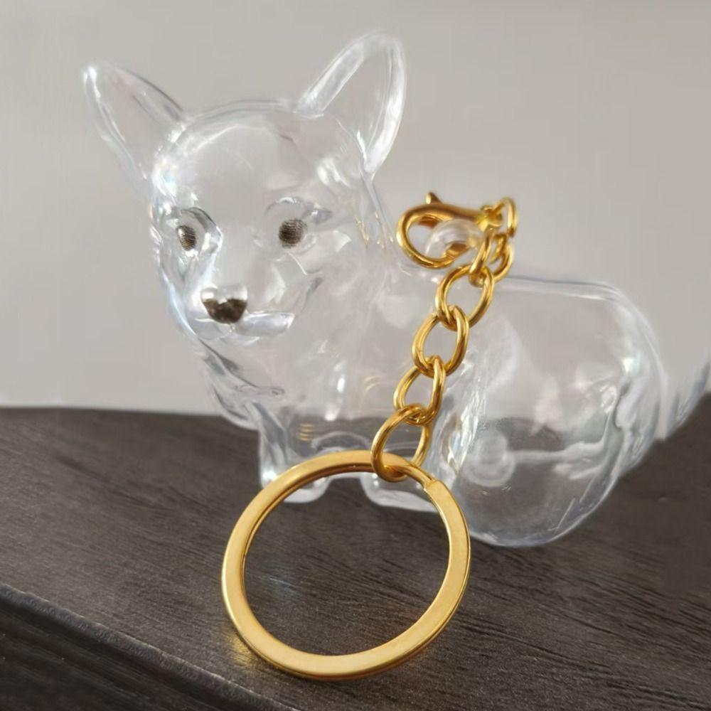 Transparent Pet Hair Keychain Dog Shape Puppy Pendants Cartoon Dog Hair Storage Box  Jewelry Gift