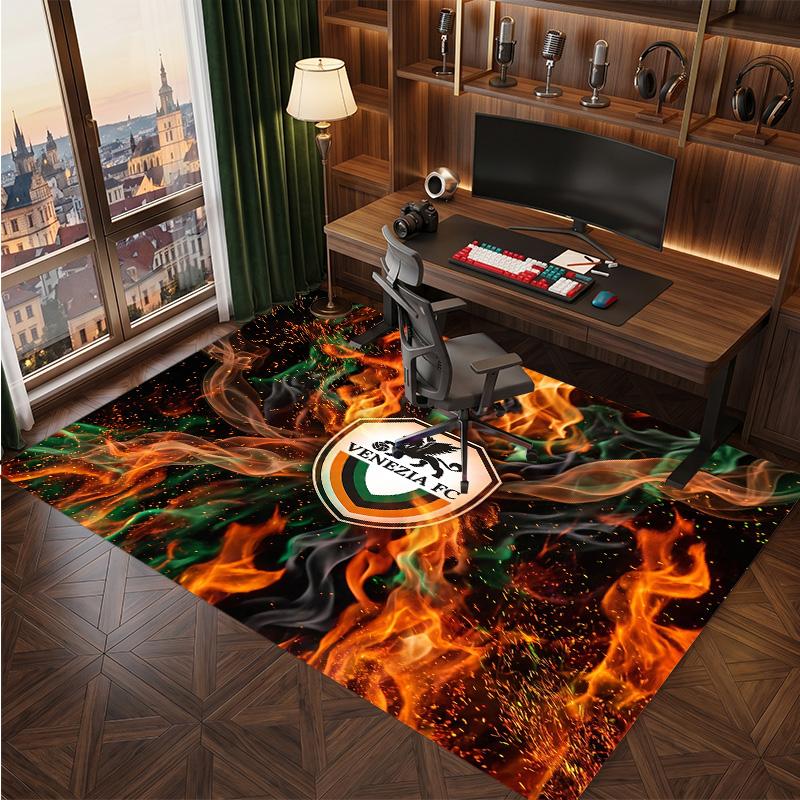 Venezia FC Football Print Crystal Velvet Rug, Comfortable Water Absorbent Non Slip Indoor Floor Carpet