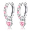 "Silver Thunder" Earrings Ladies High Quality Zirconia Pink Birthstone Hoop Earrings Sway Compatible with Metal Allergies Silver 925 Fashionable Adult