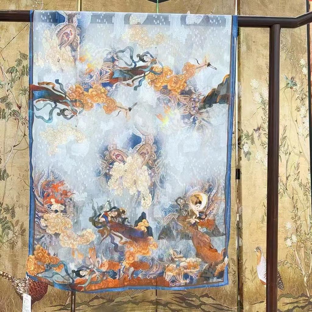 Dunhuang Handmade Flower-Cut Shawl 180 * 70 Fragrant Cloud Yarn Silk Scarf Long Jacquard Single-Sided Scarf Women