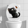 Black Cat Butterfly Toilet Sticker Waterproof Removable Self-adhesive PVC Living Room Bathroom