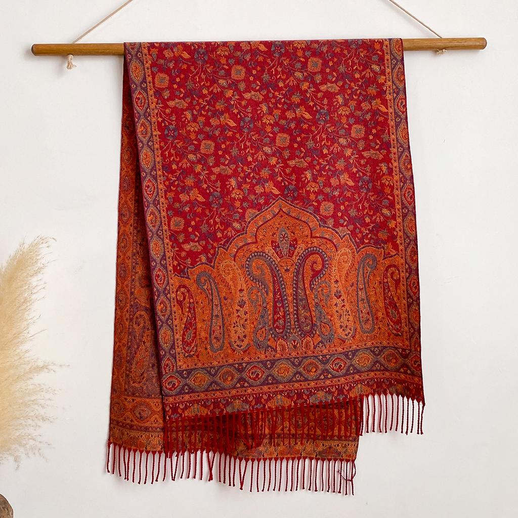 Bohemian Versatile Jacquard Cashew Ethnic Style Big Shawl Women'S Scarf Vintage Tassel