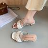 Внешняя торговля большой размер 2025 лето новые сказочные босоножки на высоком каблуке французские универсальные две носки сандалии-шлепанцы для улицы женская обувь