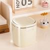 Mini Cream Flips Lid Trash Can Durable Plastic For Desk Organization In Dorm And Office With Space Saving