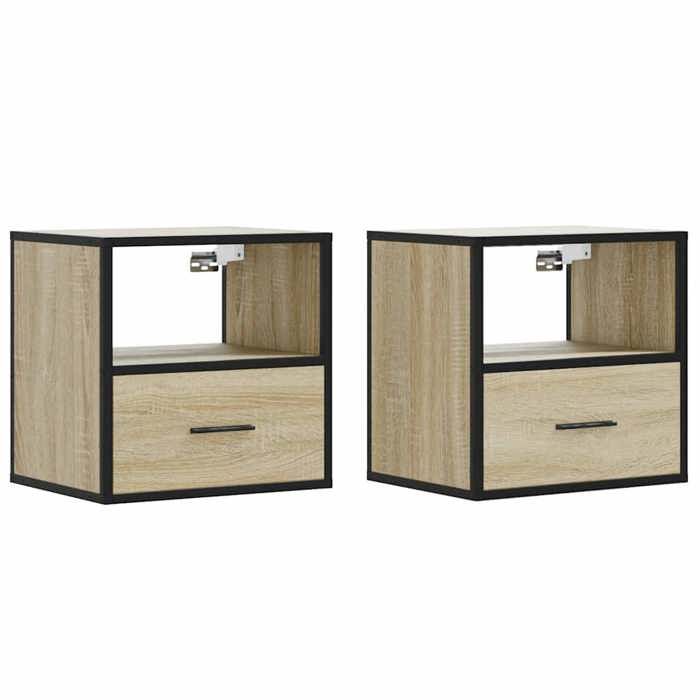 VidaXL Tables de chevet murales 2 pcs chêne sonoma 40x31x39,5 cm, armoire, table d'appoint, armoire de lit, armoire de 848737