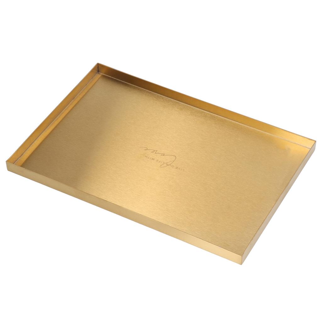 Modern Metal Gold Plate Rectangle Storage Tray Cosmetic Jewelry Display Stainless Steel Tray