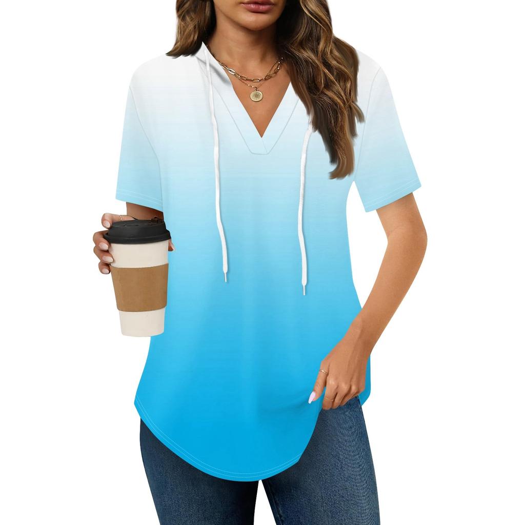 Женские летние футболки с V-образным вырезом, толстовки с коротким рукавом, туники, повседневные свободные туники, толстовки