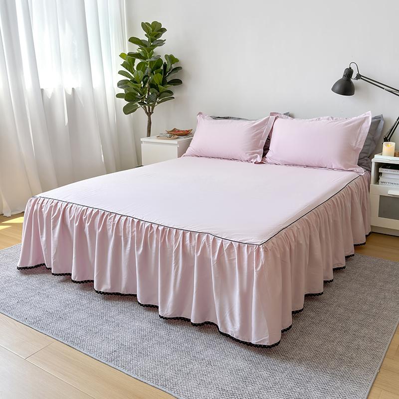 Приятный для кожи подзор для кровати из чистого хлопка, однотонное покрывало с оборками, домашнее постельное белье jupe de lit (Нет наволочки)
