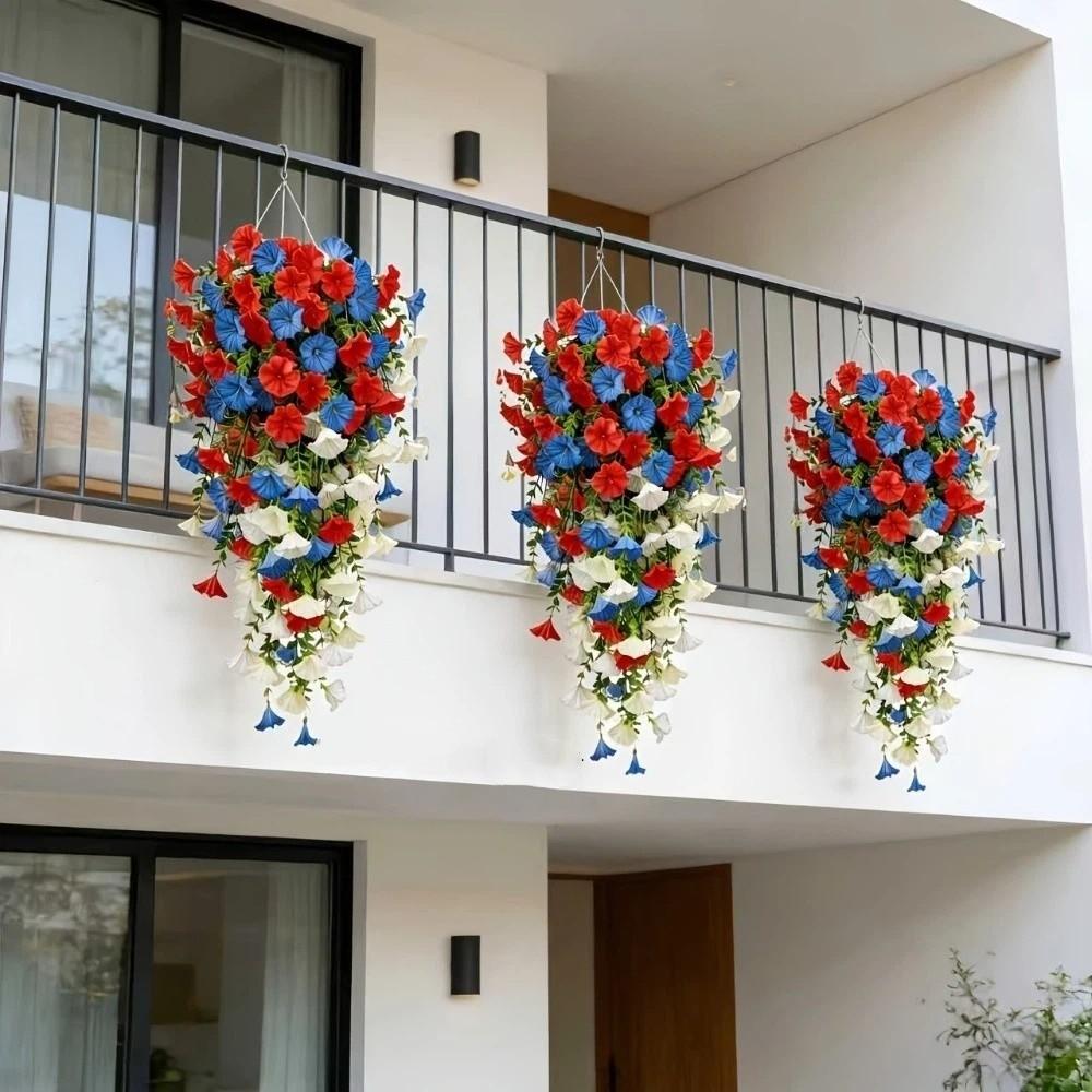 Colorful Artificial Morning Glory Flowers Plastic Morning Glory Branch Green Plants  Living Room