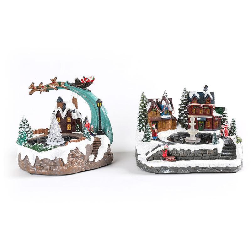 Christmas Will Glow Music Box with Concert Water Spray Rotary Decoration Resin Fountain Gift Ornaments