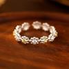 Кольцо Banyan Tree S925 Silver Zircon Flower Open Ring - Sweet Temperament Pastoral Design