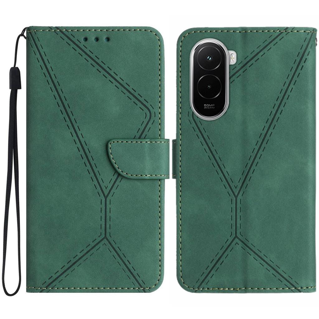 For Xiaomi Poco M7 4G (EU) (171mm) Case Skin Touch Lines Imprinted PU Leather Flip Phone Cover