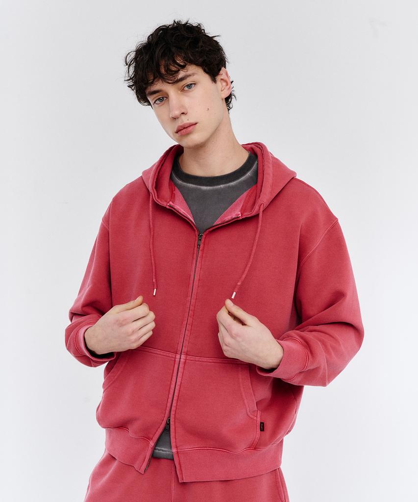 Худи на молнии Plaknit Tech Sweat с пигментной окраской Красный
