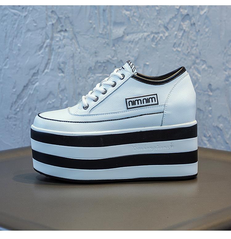 Модные женские туфли на скрытой платформе, весна-осень, новая кожа, высокий каблук, платформа, толстая подошва, белые женские повседневные туфли