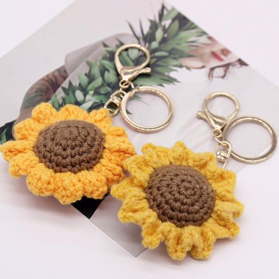 Брелок Подвеска Вязание крючком Подсолнух Форма Брелок Декоративные Подвески Сумки Телефоны Автомобили Аксессуары