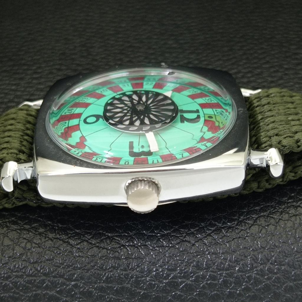 ШВЕЙЦАРСКИЕ МУЖСКИЕ ВИНТАЖНЫЕ ЧАСЫ С РУЧНЫМ ЗАВОДОМ "ПОКЕР ФЕЙС" РЕСТАВРИРОВАННЫЕ МОРСКОЙ ЗЕЛЕНЫЙ a700939-5