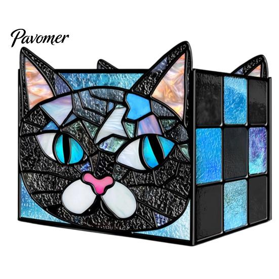 Small Succulent Planter Stained Glass Style Pen Holder, Unique Acrylic Desktop Organizer, 3D Multi Purpose Organizer Embossed Relief Pattern