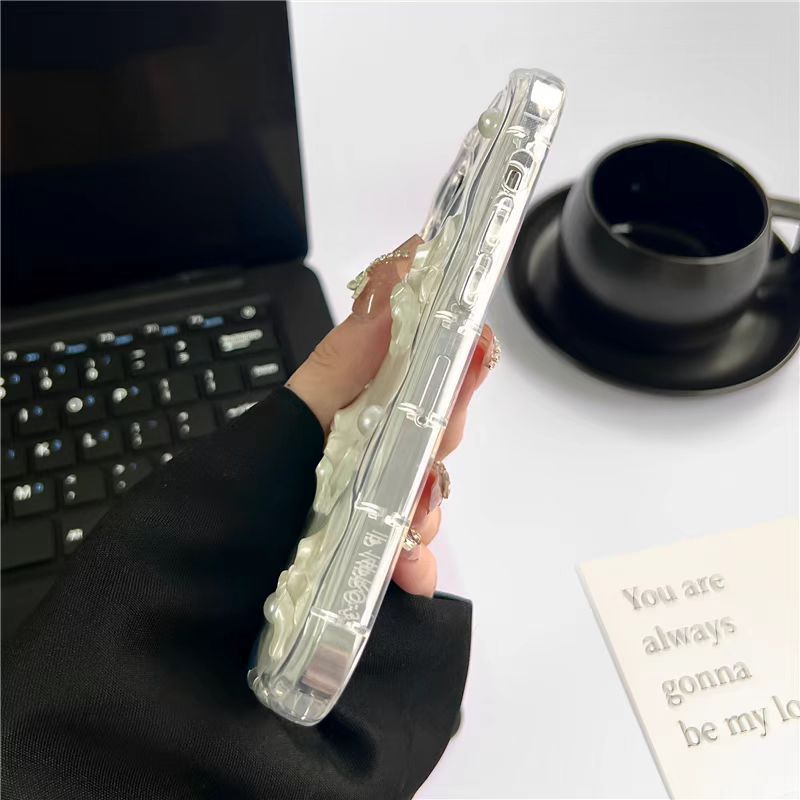 Милый 3D Чехол для телефона с жемчужным бантом и волнами для iPhone 17 Air 16 15 14 13 12 11 Pro Max Plus Мягкий ударопрочный бампер Защитная крышка
