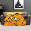 YELLOW CAT Garfield Throw Soft Coral Fleece Blanket 310gsm Fluffy Warm Throw for Sofa Bed Couch Bedroom Decor