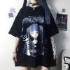 Women T-shirt Harajuku Goth Female Tee Aesthetic Loose Punk Dark Grunge Ladies Gothic Top T-shirts Clothes Y2k Streetwear