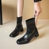 Weiwei girl 6688-1 короткие ботинки на низком ходу с бесшумной подошвой, повседневные ботильоны на высоком каблуке, эластичные тонкие ботинки, осенне-зимние ботинки на мягкой подошве в стиле ретро для женщин