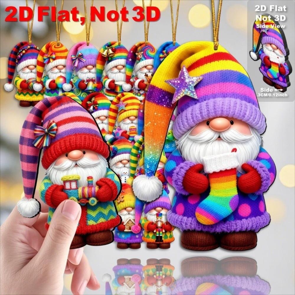 16 Pieces Set 2D Design Christmas Hanging Ornaments Wooden Santa Claus Ornaments Christmas Tree