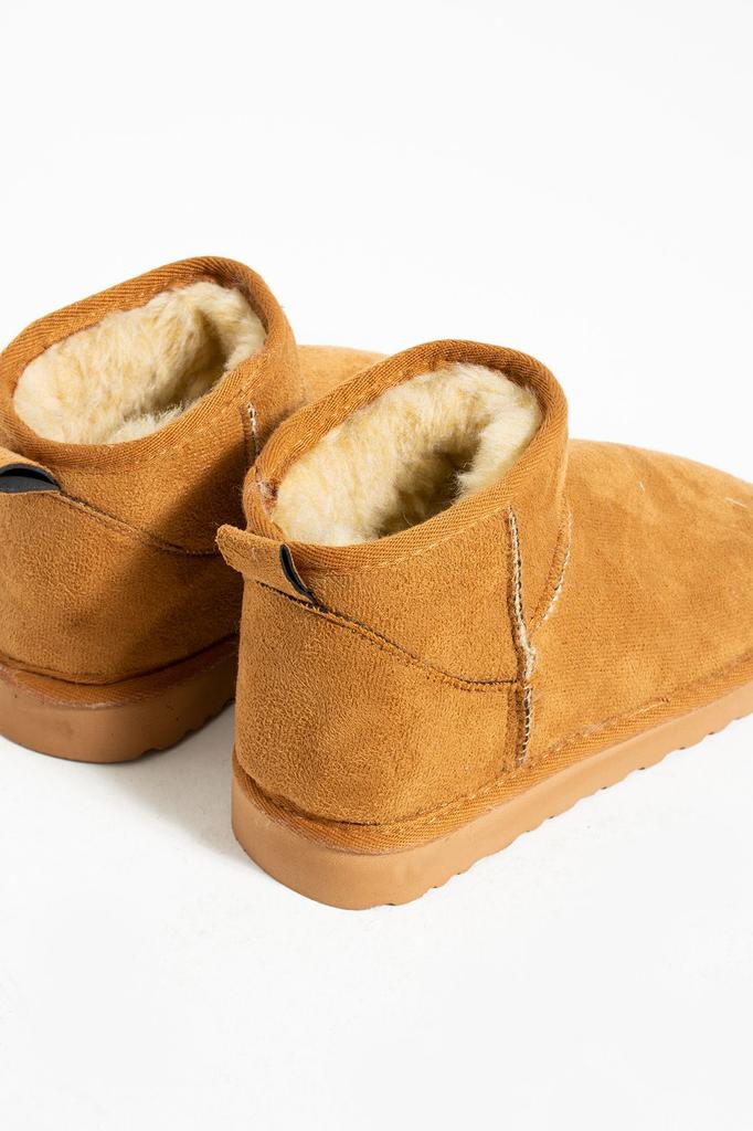 Men's Fashion Suede Flat Heeled Boots Bootie Ultra Mini Tan Suede Ankle Boots with Hairy Inside Flat Sole Shoes