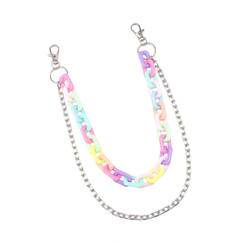 Конфетный цвет Двухслойная Уличная Акриловая Цепь для Брюк Регулируемая Длина Поясная Цепь Аксессуар для Любителей Моды