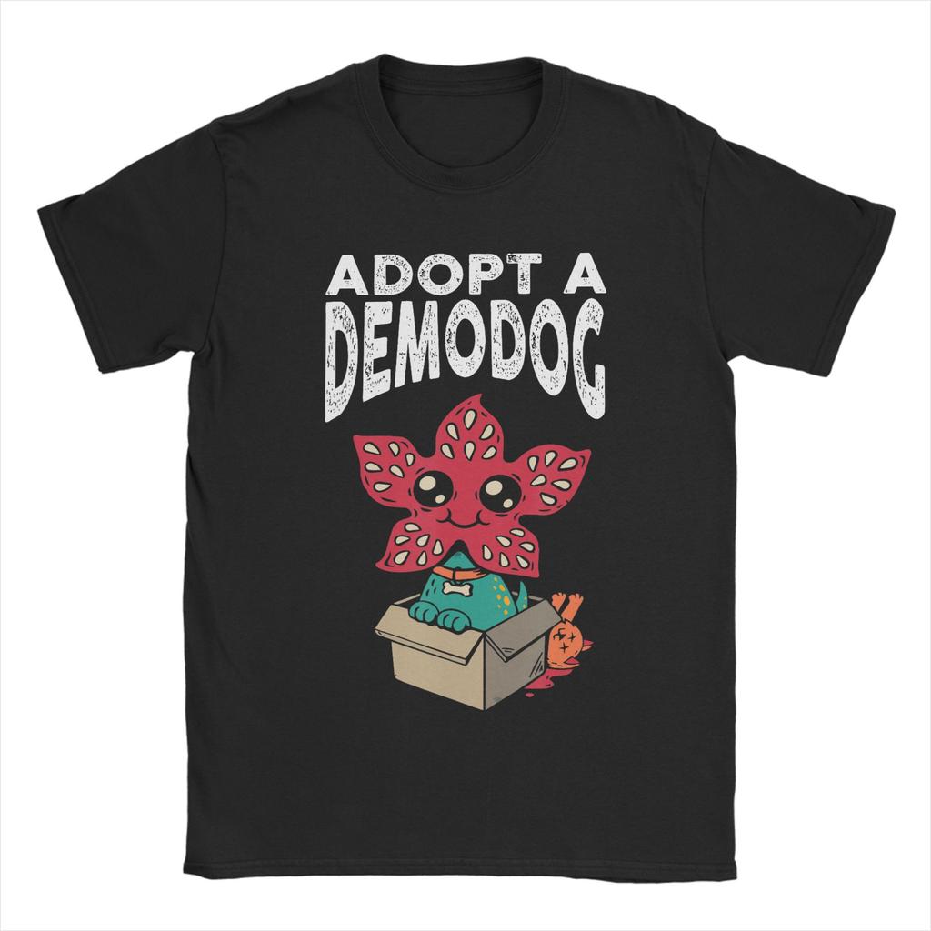 Mens TShirts Adopt A Demodog Dog Rescue Foster Pet Funny 100 Cotton Tee Shirt Short Sleeve T Shirts Crewneck Clothing Gift