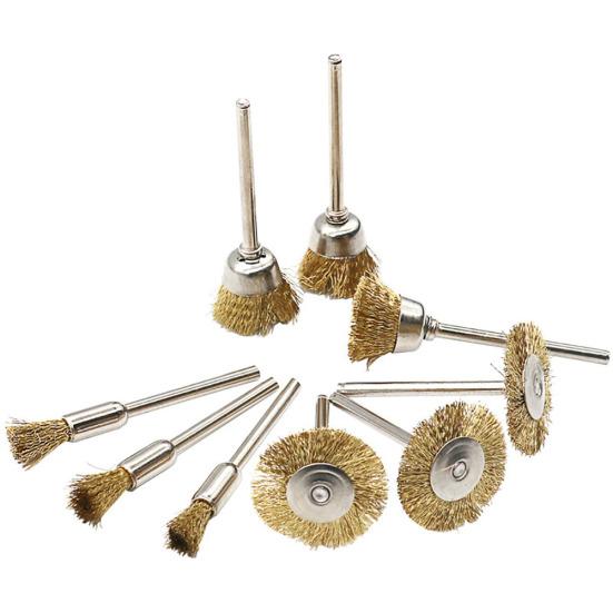 9Pcs/Set Brass Wire Brush Wheel Die Grinder Rotary Electric Tool for Engraver
