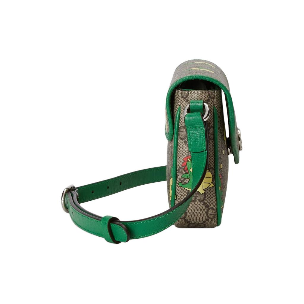 Gucci Chinese New Year Collection Double G Logo Adjustable Shoulder Strap Dragon Baby Print Canvas Leather Trim Handbag 774371-FACYZ-8746