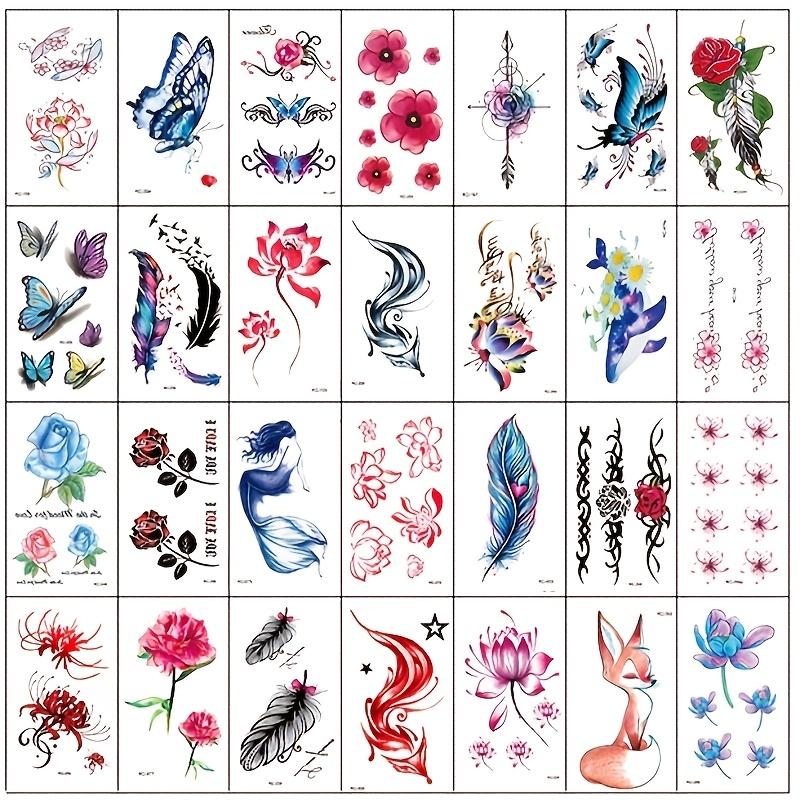 Flower Butterfly Legs Arm Body 30 Sheets for Women temporary tattoo Tattoo Sticker Fake Tattoo High Quality