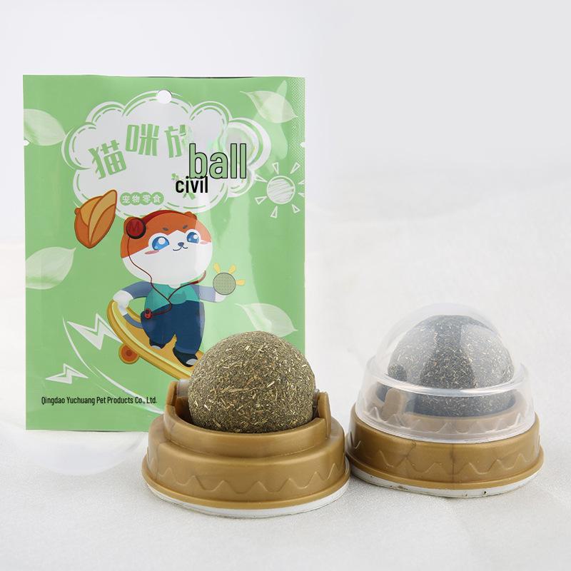 Вращающийся мячик для кошек с кошачьей мятой для здоровья зубов и игры
