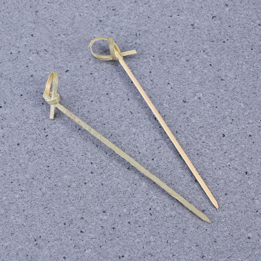 100pcs Barbeque Bar Tool Party Decoration Cocktail Picks Fruit Forks Stick Bamboo Knot Skewers