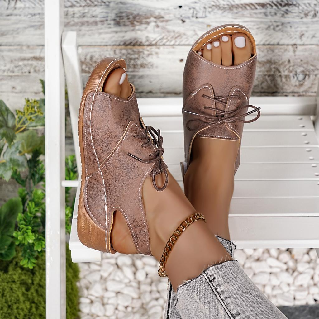 Сандалии в римском стиле Fishmouth с толстой подошвой, круглым носком, открытым носком, пляжные сандалии с открытым носком для лета