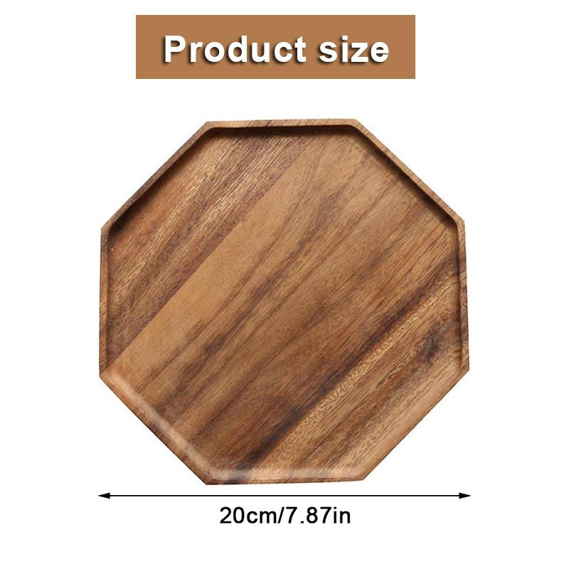 Подносы из акации, сервировочные тарелки, восьмиугольный сервировочный поднос, разделочная доска для фруктового салата, сырная тарелка, подставка для тарелок