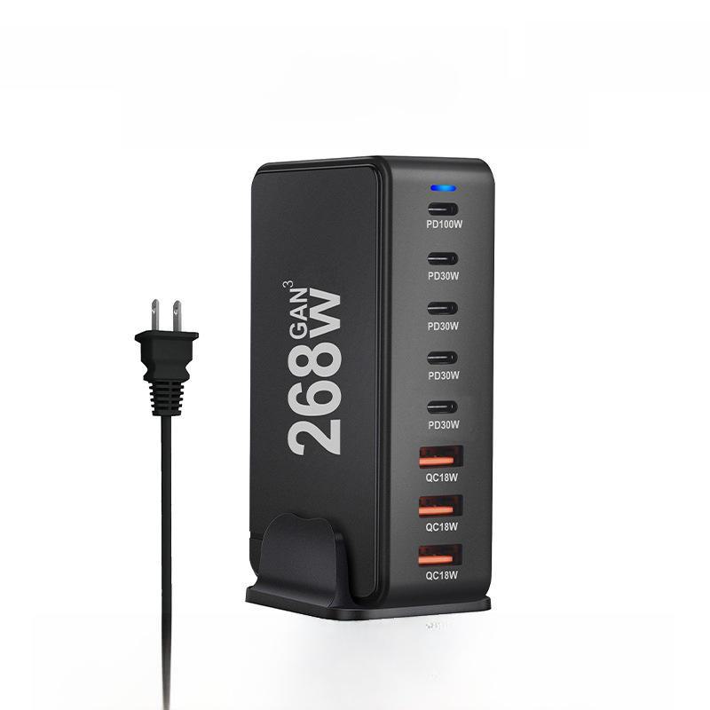 Многопортовое зарядное устройство USB GaN мощностью 268 Вт: Мощная настольная зарядная станция для мобильных телефонов и ноутбуков.