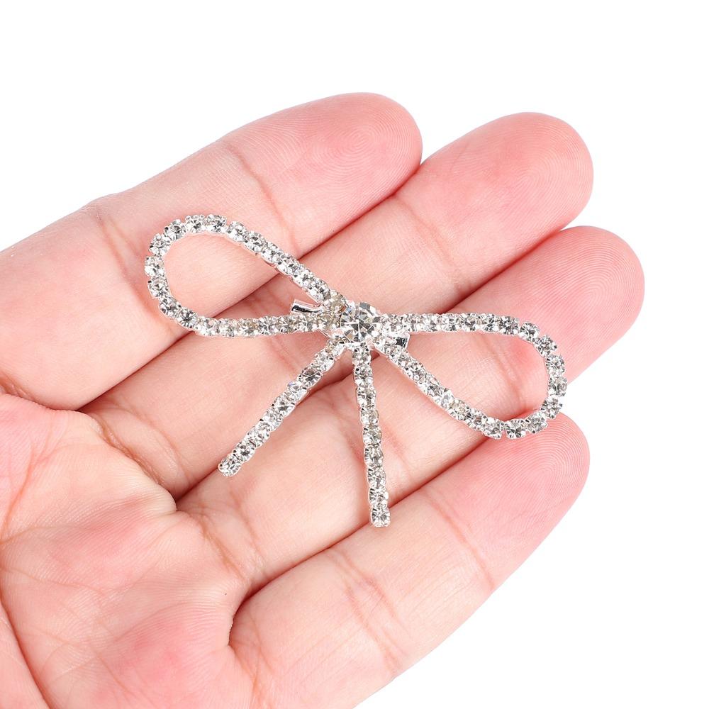 10pcs Sparkly Rhinestone Bow Brooch Pin Vintage Bowknot Claw Chain Pin Rhinestone Brooch  For Women