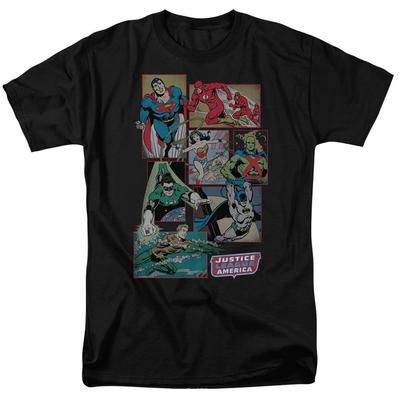 DC Comics Лига Справедливости Коробки Мужская Футболка Черная