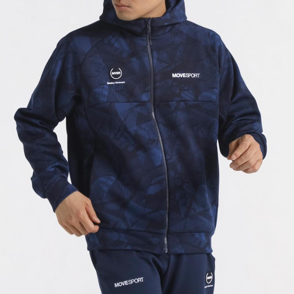 Толстовка Descente с застежкой-молнией SHIELD Allover Pattern MVSP ветрозащитная, сохраняющая тепло, эластичная, впитывающая пот, для тренировок, размер M [Move Sports] (и то и другое