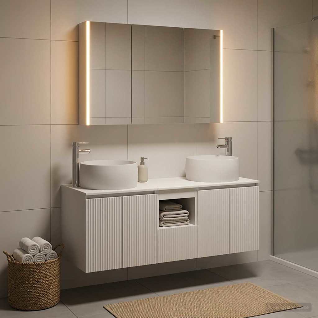 Bathroom Cabinet Set 4 pcs White Particleboard