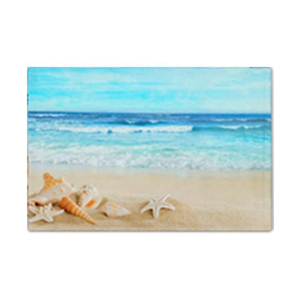 Seashells Linen Placemat Anti Slip Tableware Pad Summer Beach Placemat Table Decoration