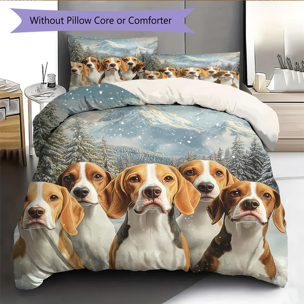 Beagle Pattern Bedding Home Decoration Birthday Gift (1 * duvet cover + 2 * pillowcase, without core)