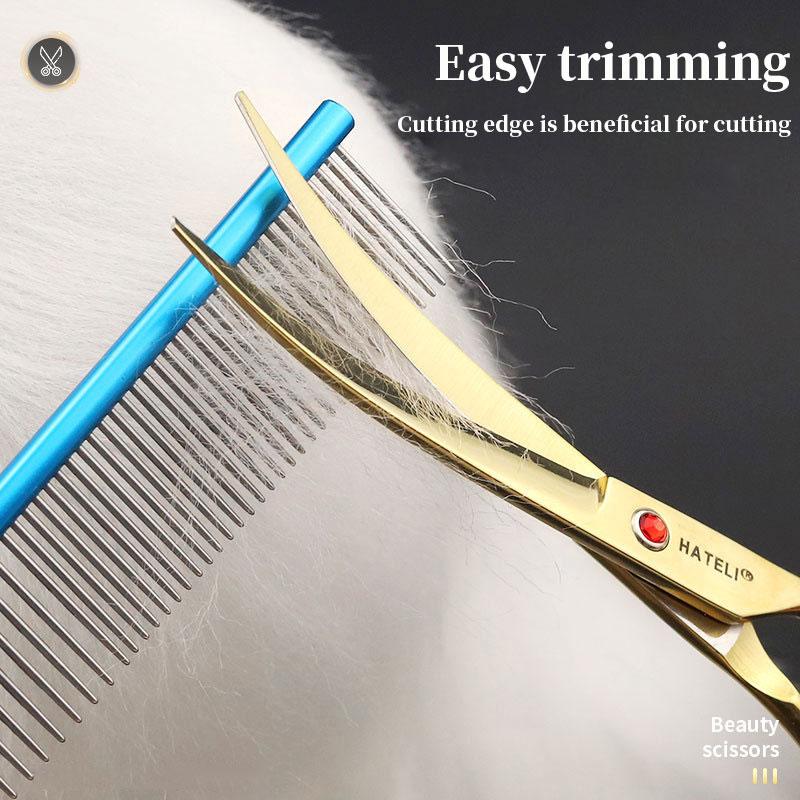7.0 inch Professional Pet Grooming Scissors Fishbone Teeth Straight/Curved Thinning Scissor for Dogs Pet Groomer Tools Products