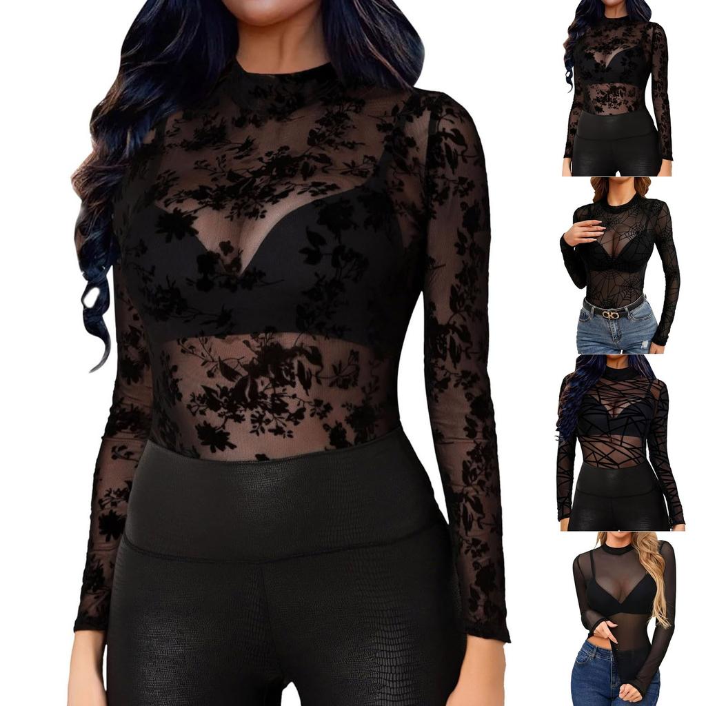 Женская однотонная кружевная рубашка с длинными рукавами и высоким воротом, базовый маленький топ, базовый маленький топ, базовый маленький топ