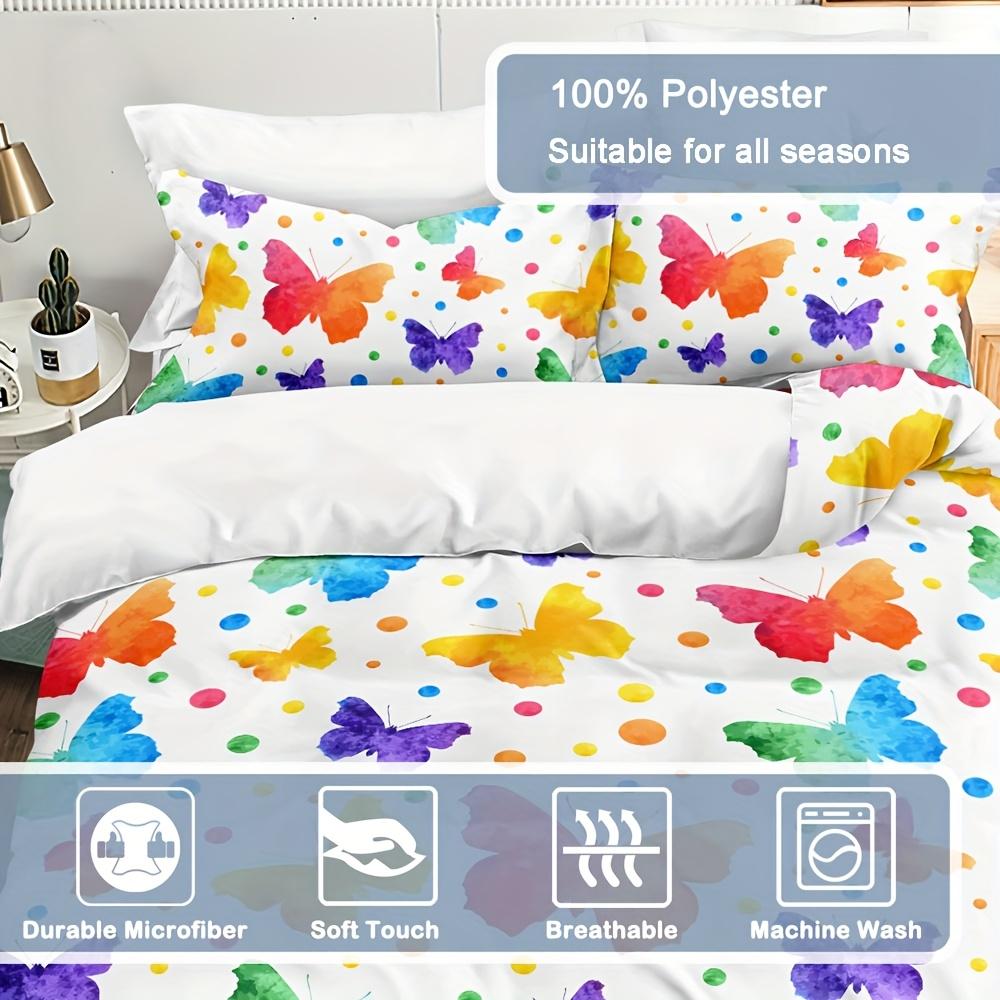 Butterfly Duvet Cover Twin Size Watercolor Bedding Set Butterfly Comforter For Girls Kids Teens 2 Pillowcases